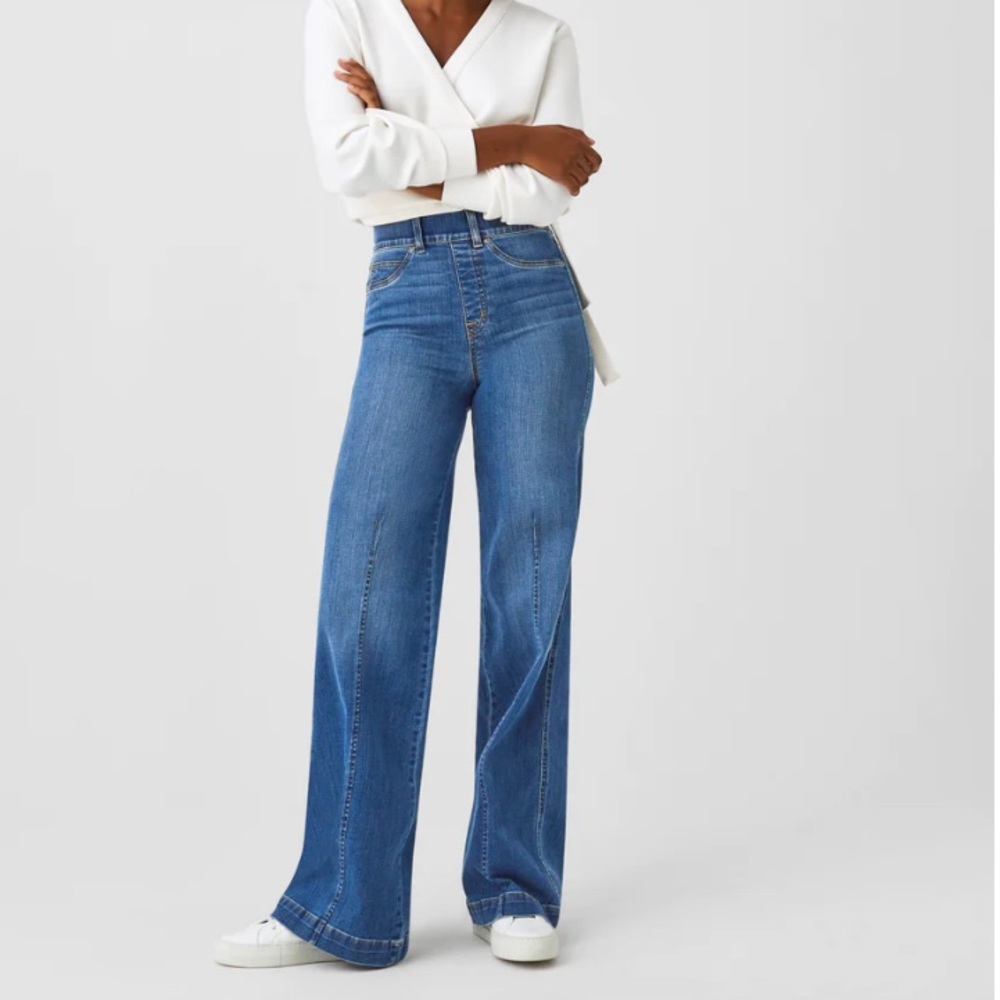 Spanx Seamed Front Wide Leg Jeans Vintage indigo